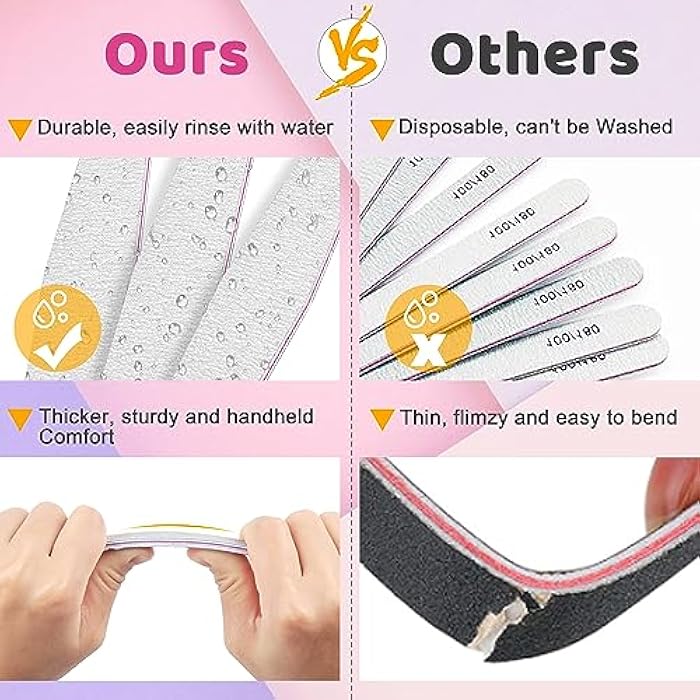 BLESWIN Professional Nail Files, Emery Board Nail File for Natural Nails 100/180/240 Grit Nail Files for Acrylic Nails 12pcs Fine Grit Nail File Manicure Tools Coarse Fingernail Files (100/180 Grit) - Image 4